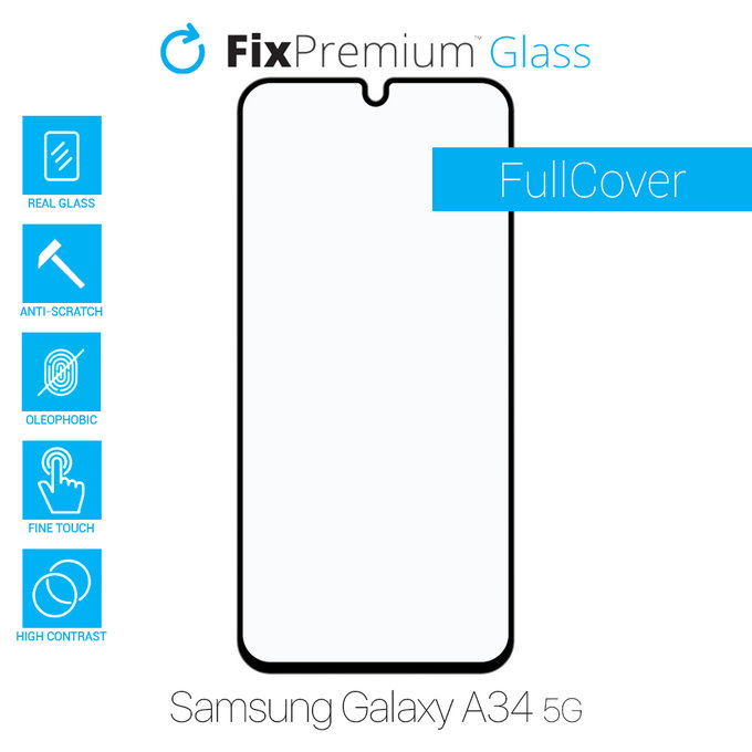 Szkło hartowane do Samsung A34 5G, FullCover Glass, FixPremium