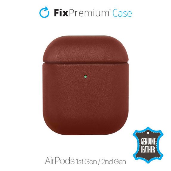Etui do AirPods 1, 2, Skórzane, Brązowy, Brown, FixPremium