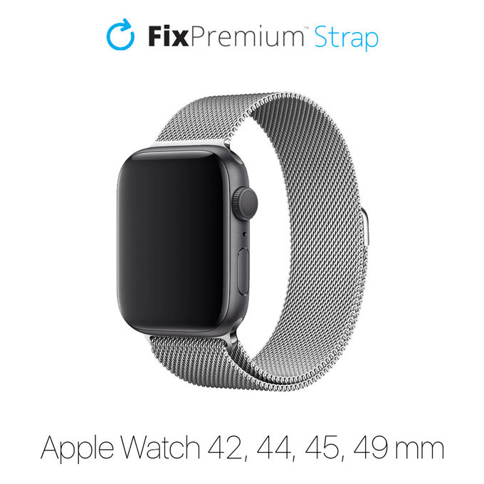Pasek Milanese Loop do Watch (42, 44, 45, 49mm) | srebrny | silver | FixPremium
