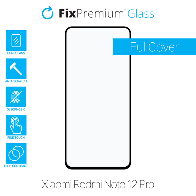 Szkło hartowane do Xiaomi Redmi Note 12 Pro, FullCover Glass, FixPremium