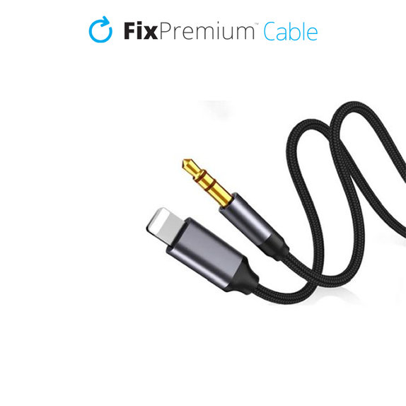 Kabel Lightning-Jack 3,5mm, 1m, Czarny, Black, FixPremium