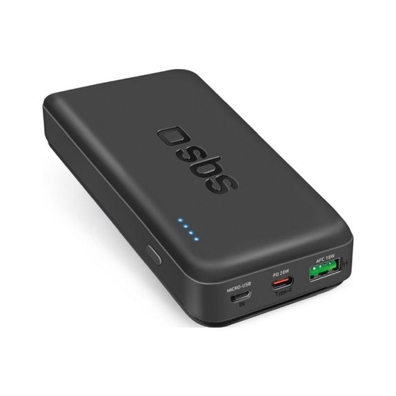 PowerBank 20 000 mAh, USB-C, USB PowerDelivery 20W, czarny, black, SBS