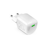 Podróżny adapter ładujący USB-C MiniPro, GaN 20W, Superszybkie ładowanie, Biały, White, PURO