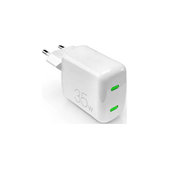 Ladowarka MiniPro 2x USB-C, GaN, 35W, Biały, White, PURO