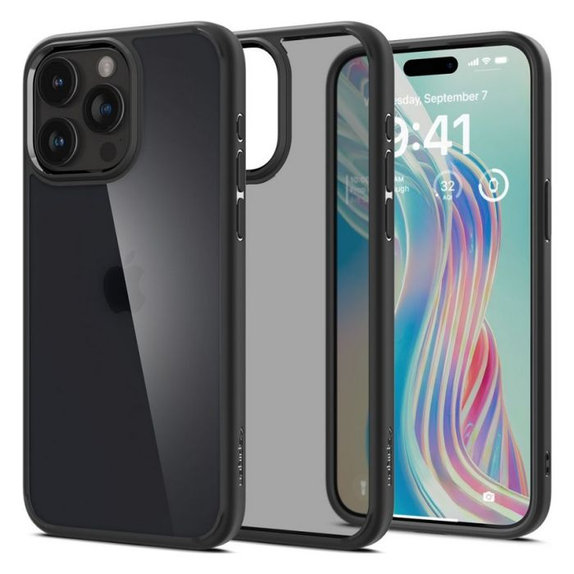 Etui do iPhone 15 Pro, Ultra Hybrid, Frost Black, Spigen