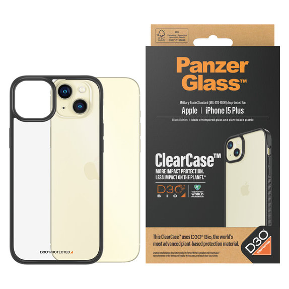 Etui ClearCase D3O do iPhone 15 Plus, Czarne, PanzerGlass