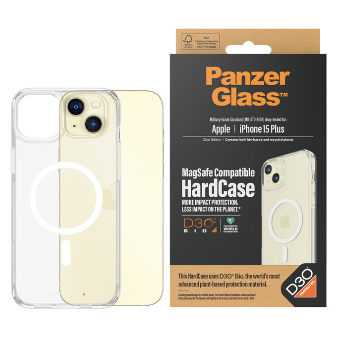 Etui HardCase D3O z MagSAFE by PanzerGlass do iPhone 15 Plus, Przezroczyste, PanzerGlass