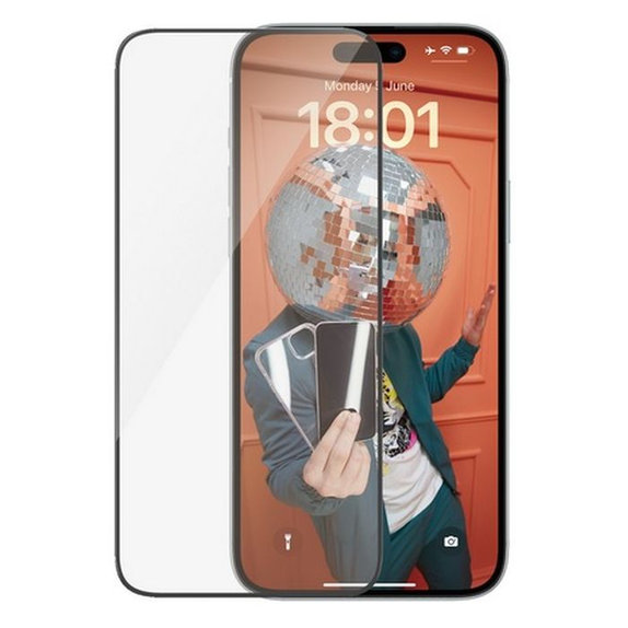 Szkło hartowane UWF z aplikatorem do iPhone 15 Plus, czarny, black, PanzerGlass