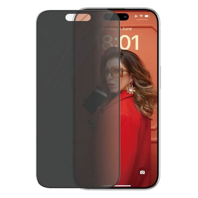 Szkło hartowane z aplikatorem do iPhone 15 Pro, UWF Privacy, Czarny, Black, PanzerGlass