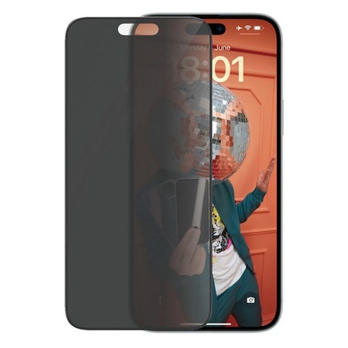 Szkło hartowane z aplikatorem do iPhone 15 Plus, UWF Privacy, Czarny, Black, PanzerGlass