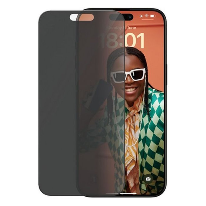 Szkło hartowane z aplikatorem do iPhone 15 Pro Max, UWF Privacy, Czarny, Black, PanzerGlass