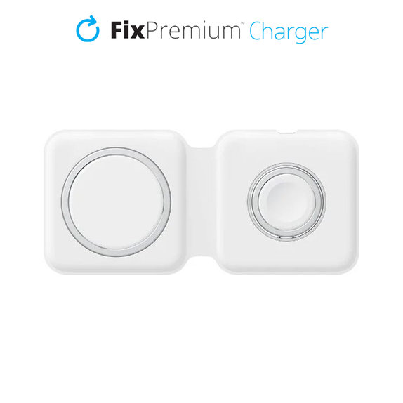 MagSafe Duo do iPhone i Apple Watch, Szybkie ładowanie bezprzewodowe, Biały, White, FixPremium