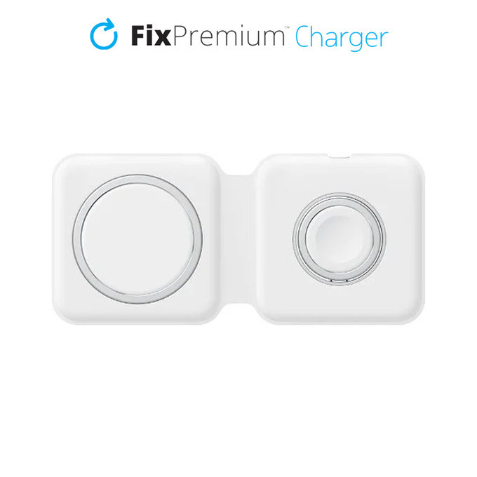 MagSafe Duo do iPhone i Apple Watch, Szybkie ładowanie bezprzewodowe, Biały, White, FixPremium