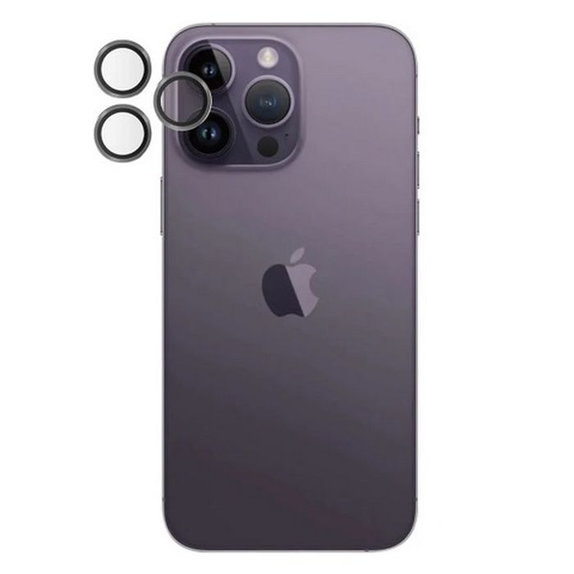 Ochraniacz soczewki tylnego aparatu Hoops do iPhone 14 Pro, 14 Pro Max, czarny, black, PanzerGlass