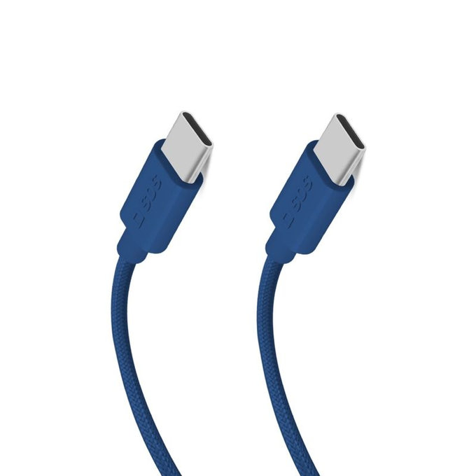 Kabel USB-C/USB-C, 60W, PD, 1.5m, Niebieski, Blue, SBS