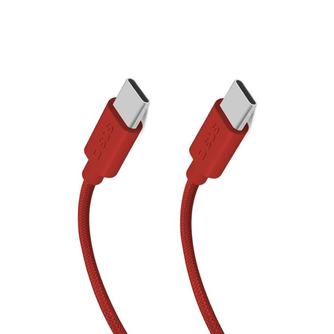 Kabel USB-C/USB-C, 60W, PD, 1.5m, Czerwony, Red, SBS