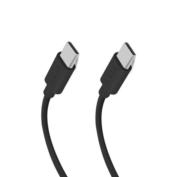 Kabel USB-C/USB-C, 60W, PD, 1.5m, Czarny, Black, SBS