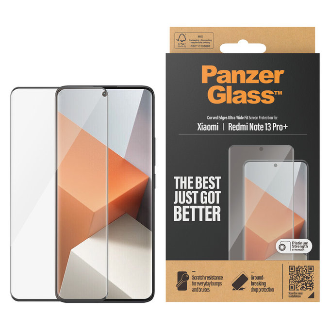 Szkło hartowane UWF do Xiaomi Redmi Note 13 Pro+, Czarne, PanzerGlass