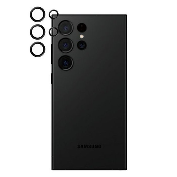 Ochraniacz soczewki tylnego aparatu Hoops do Samsung S24 Ultra, czarny, black, PanzerGlass