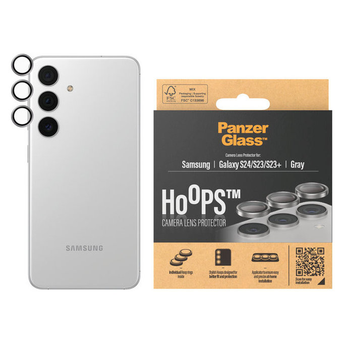 Osłona obiektywu aparatu Hoops do Samsung Galaxy S24/S23/S23+, Szare, PanzerGlass