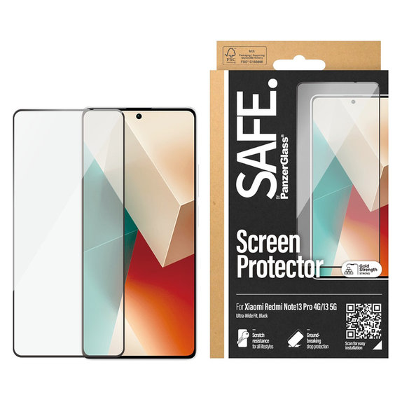 Szkło hartowane UWF do Xiaomi Redmi Note 13 4G, Czarne, SAFE by PanzerGlass