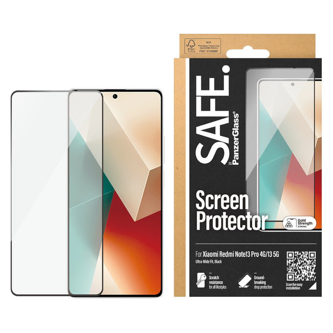 Szkło hartowane UWF do Xiaomi Redmi Note 13 4G, Czarne, SAFE by PanzerGlass