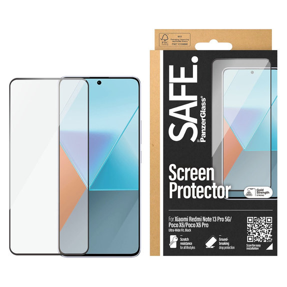 Szkło hartowane UWF do Xiaomi Redmi Note 13 Pro 5G, Czarne, SAFE by PanzerGlass