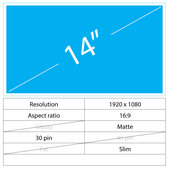 Wyświetlacz 14" LCD Slim Matte, 30 pin, Full HD, No brackets