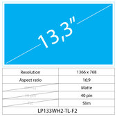 Wyświetlacz 13.3" LCD Slim Matte, 40 pin, WXGA HD