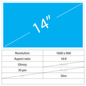 Wyświetlacz 14" LCD Slim Glossy, 30 pin, HD+