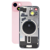 Tylne szkło obudowy z obiektywem aparatu, metalową płytką i magnesami Magsafe do iPhone 15, Różowy, Pink