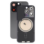 Tylne szkło obudowy z obiektywem aparatu, metalową płytką i magnesami Magsafe do iPhone 15 Pro, Black Titanium