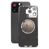 Tylne szkło obudowy z obiektywem aparatu, metalową płytką i magnesami Magsafe do iPhone 15 Pro Max, Black Titanium