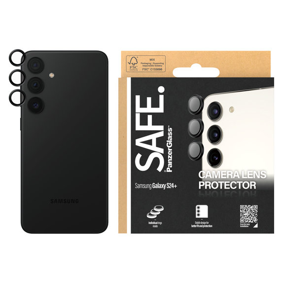Osłona obiektywu aparatu do Samsung Galaxy S24+, Czarne, SAFE by PanzerGlass