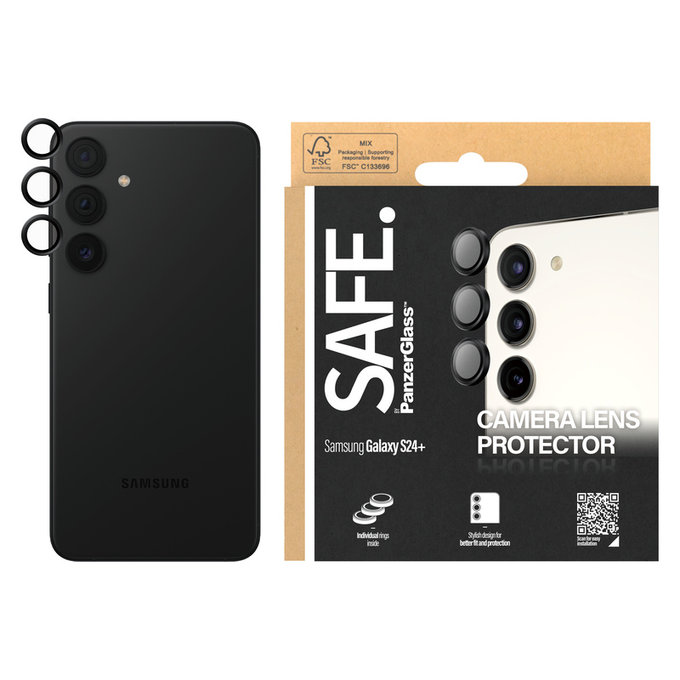 Osłona obiektywu aparatu do Samsung Galaxy S24+, Czarne, SAFE by PanzerGlass