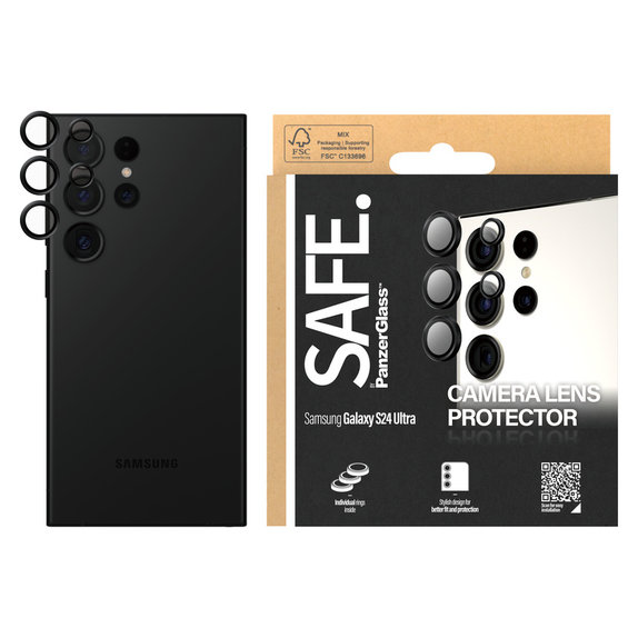 Osłona obiektywu aparatu do Samsung Galaxy S24 Ultra, Czarne, SAFE by PanzerGlass