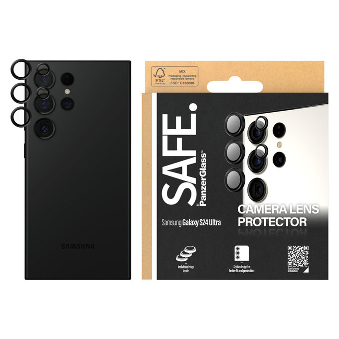 Osłona obiektywu aparatu do Samsung Galaxy S24 Ultra, Czarne, SAFE by PanzerGlass