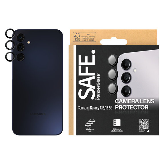 Osłona obiektywu aparatu do Samsung Galaxy A15/A15 5G, Czarne, SAFE by PanzerGlass