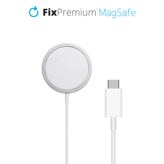Ładowarka bezprzewodowa USB-C do MagSafe, Szybkie ładowanie bezprzewodowe 15W, Srebrny, FixPremium
