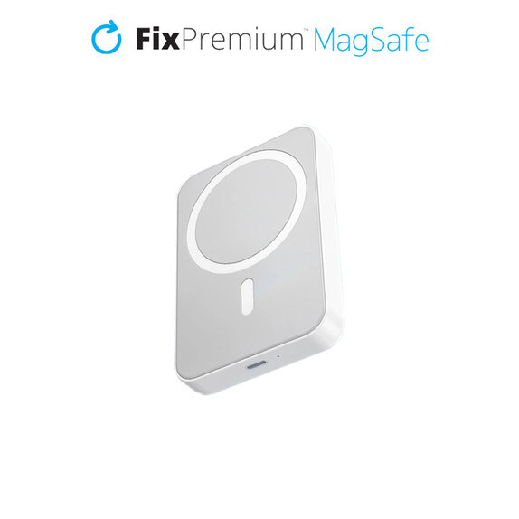 PowerBank MagSafe z podstawką 5000mAh, biały, white, FixPremium