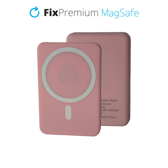 PowerBank MagSafe 5000mAh, różowy, pink, FixPremium