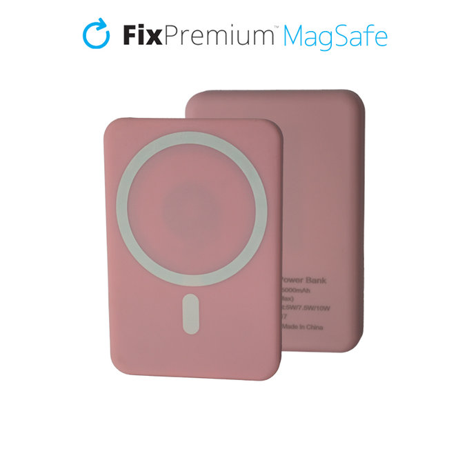 PowerBank MagSafe 5000mAh, różowy, pink, FixPremium