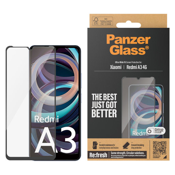 Szkło hartowane UWF AB do Xiaomi Redmi A3, Čierne, PanzerGlass