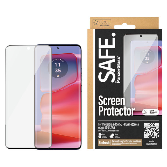 Szkło hartowane UWF do Motorola Edge 50 Pro, Czarne, SAFE by PanzerGlass