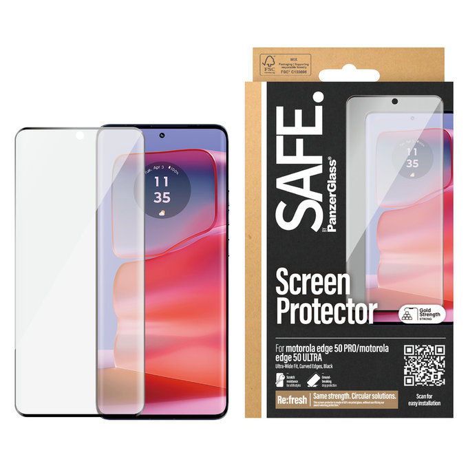 Szkło hartowane UWF do Motorola Edge 50 Pro, Czarne, SAFE by PanzerGlass