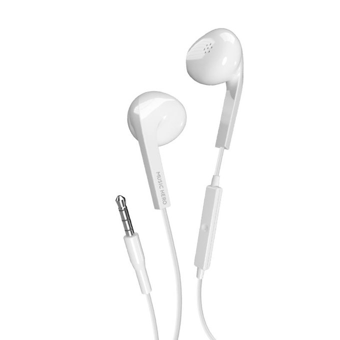Słuchawki PRISM, 3.5mm jack, Biały, White, Music Hero
