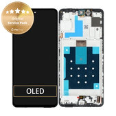 Wyświetlacz do Samsung M55 M556B, Ekran dotykowy z ramką, GH81-25791A, Czarny, Black, Genuine Service Pack