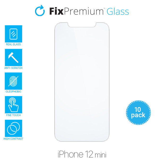 Szkło hartowane do iPhone 12 mini (10 Pack), FixPremium