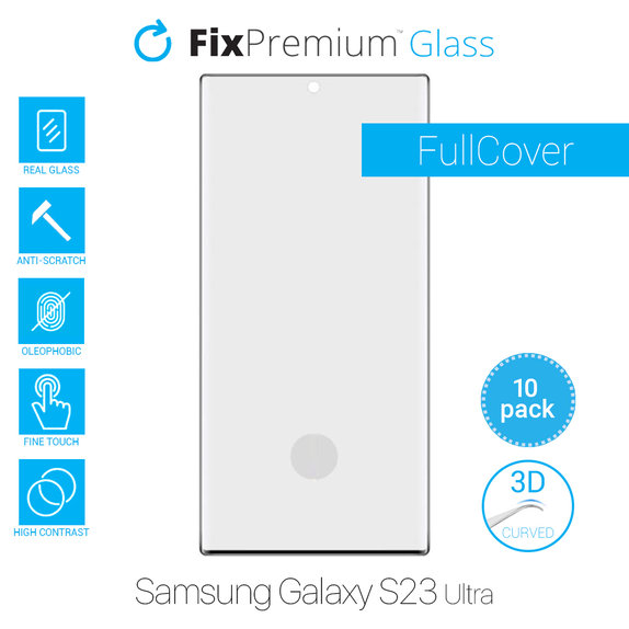 Szkło hartowane do Samsung S23 Ultra (10 Pack), FullCover Glass, FixPremium