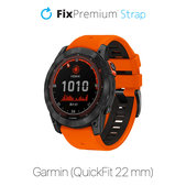 Pasek silikonowy dwukolorowy do Garmin, QuickFit 22mm, Pomarańczowy, Orange, FixPremium